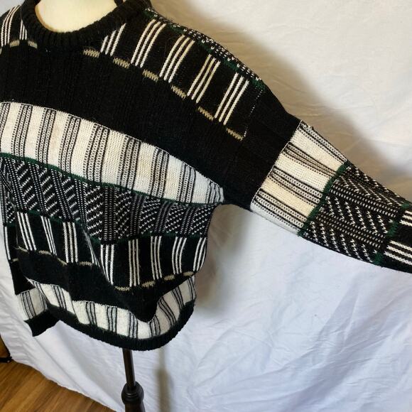 Vintage Poplar Knits Women's Abstract Striped Knit Sweater Medium Made in USA - Picture 4 of 12